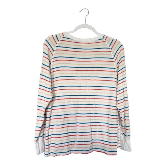 LNA Floyd Brushed Rainbow Stripe Raglan Sweater Knit Lounge Cozy Fall Sz Small - Picture 7 of 10